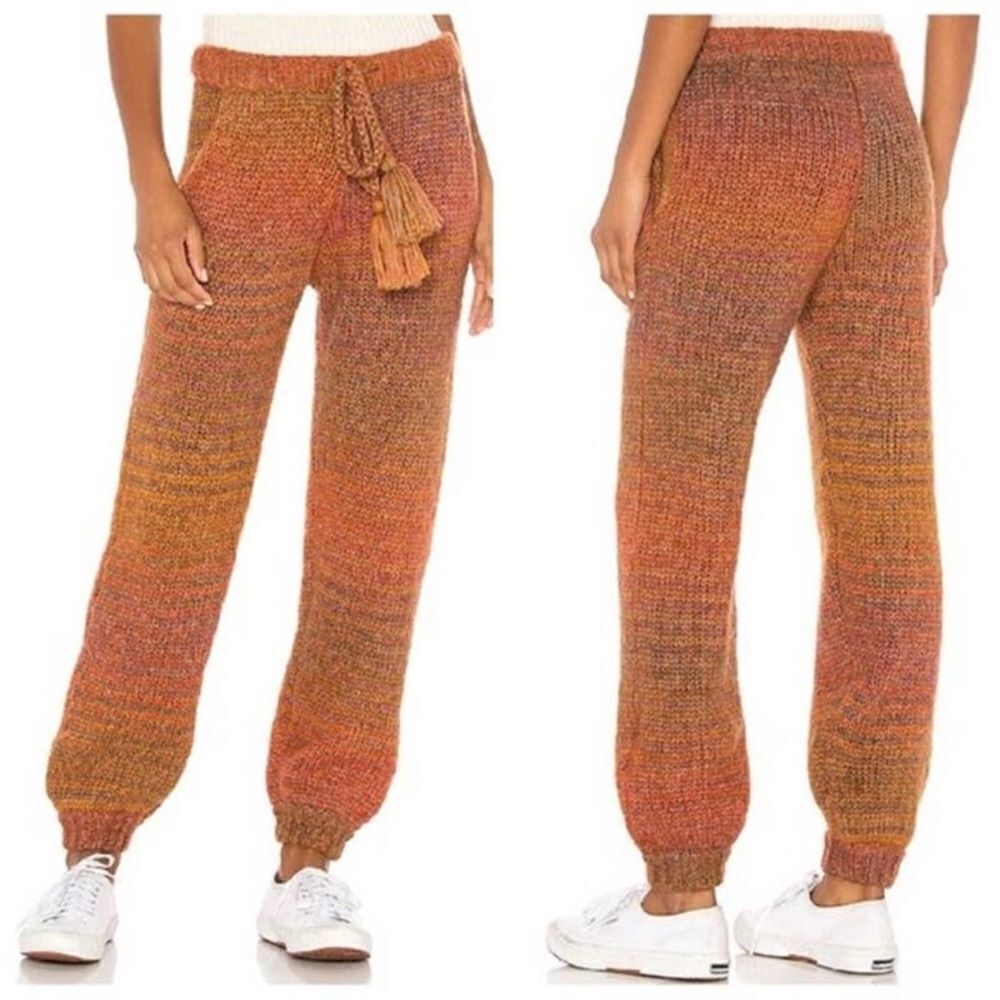 LoveShackFancy Blossom Pant Knit Sweats Orange High Rise Russe Rio